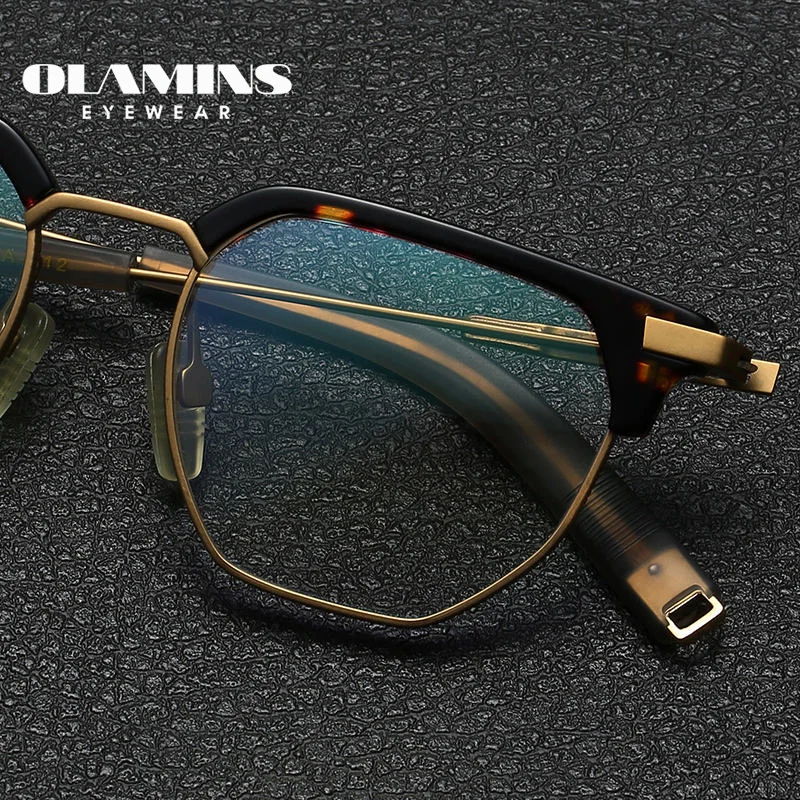 

OLAMINS​ Retro Optical Eyeglasses Women Men Titanium Lightweight Spectacle Frame For Myopic Eyeglasses Frames LSA-412