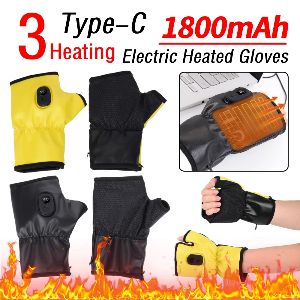 

Перезаряжаемые USB-перчатки без пальцев с подогревом, 3-уровневые перчатки с электрическим подогревом, термоперчатки для катания на лыжах на открытом воздухе, езды на велосипеде