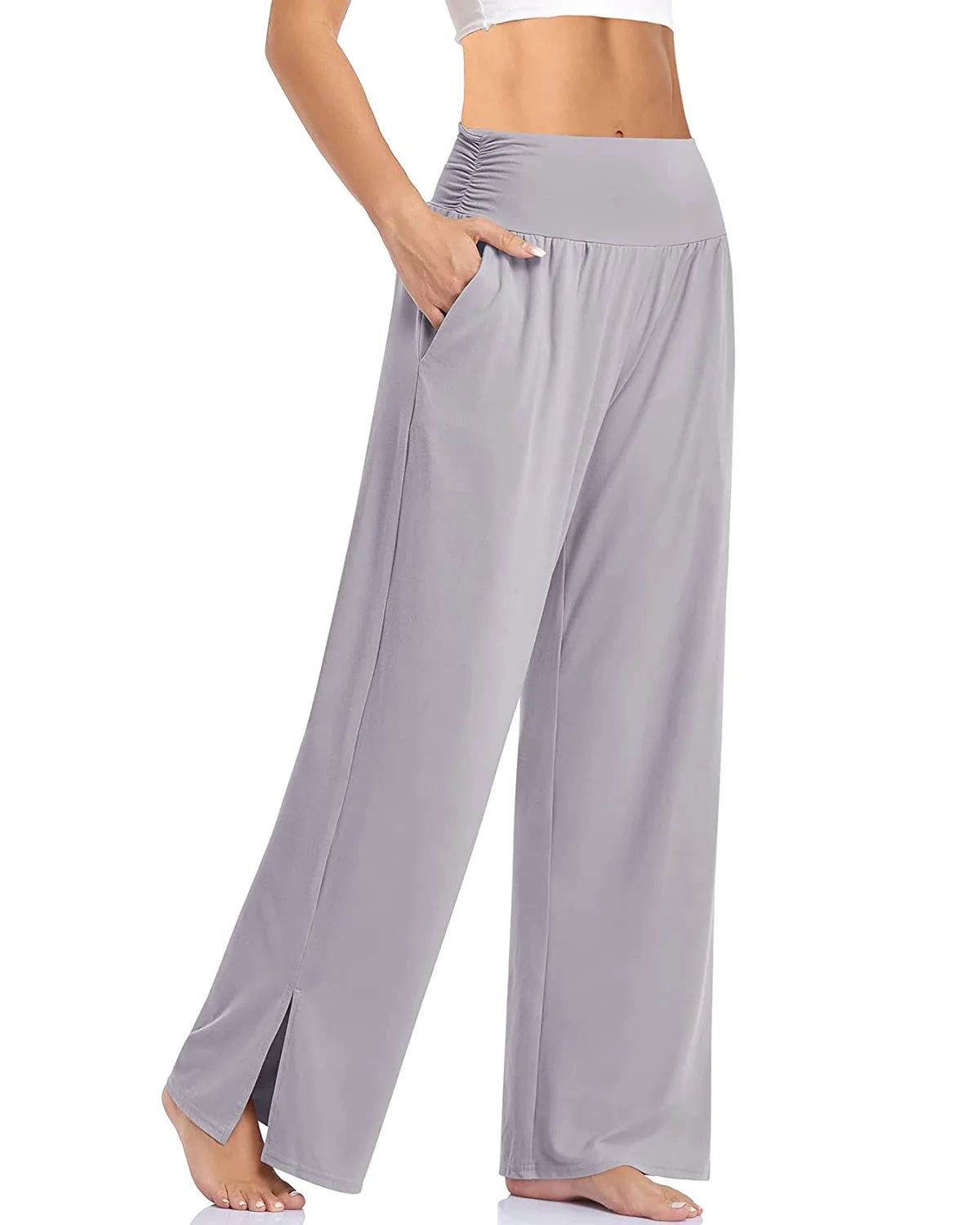 Pantalones de Yoga informales para mujer, pantalón largo de pierna ancha, cintura alta, Fitness, ejercicio, correr, trotar, pantalones acampanados deportivos femeninos, Verano