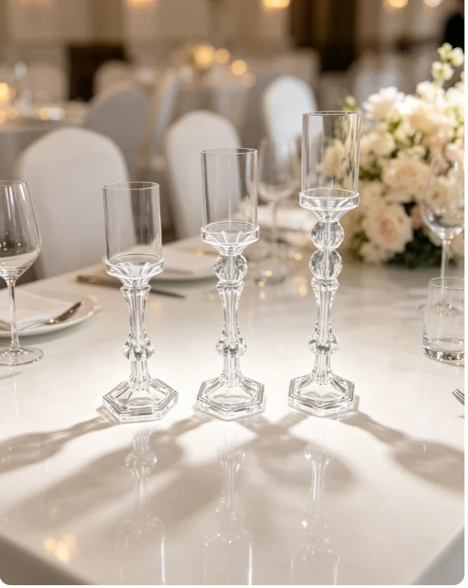 10 sets (30pcs) of transparent acrylic candle holders, centerpiece decoration for wedding and party dining tables