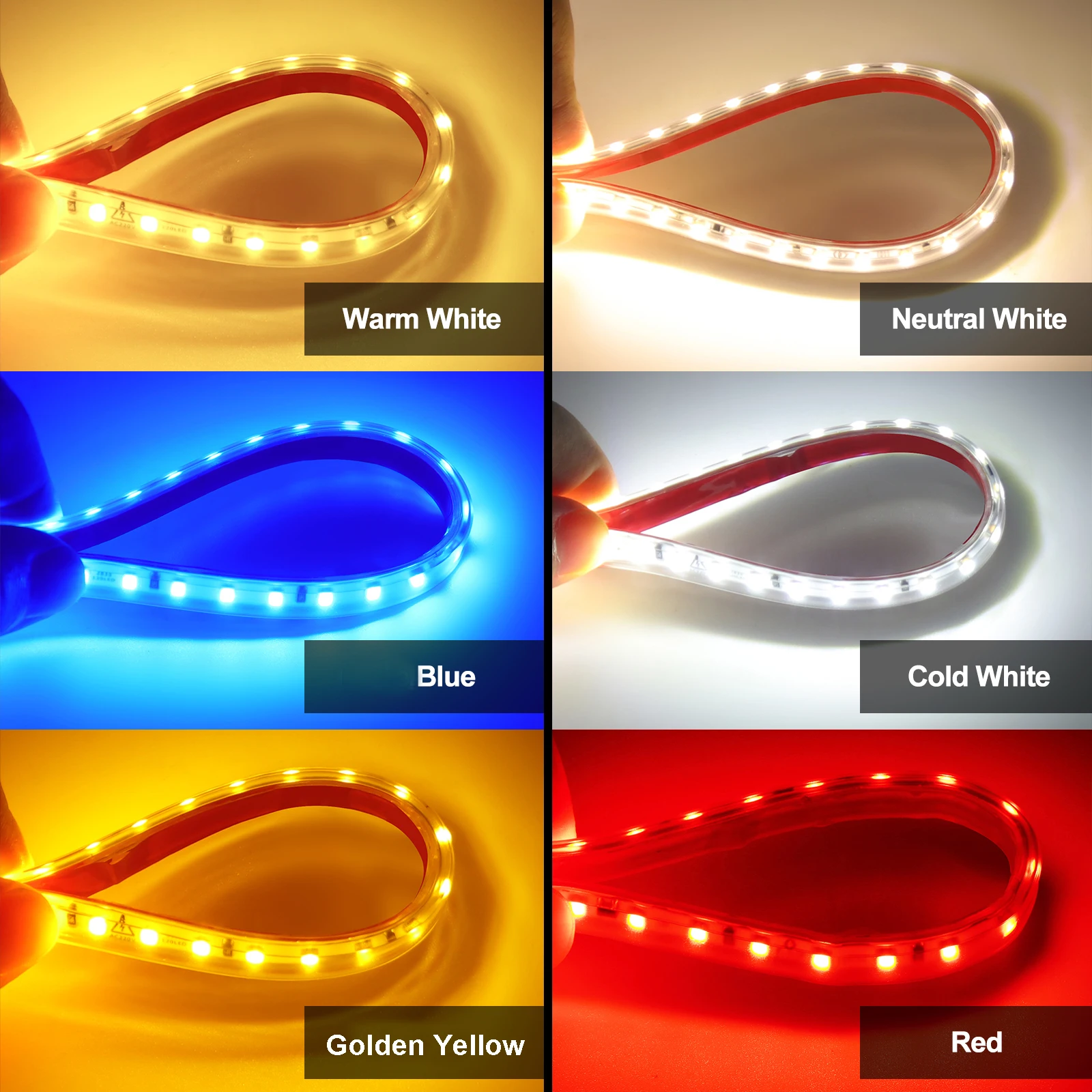 Outdoor Waterproof LED Strip Lights 220V EU Plug UK Plug SMD2835 120LEDs/m Flexible Led Tape Warm Natural White Red Blue Yellow