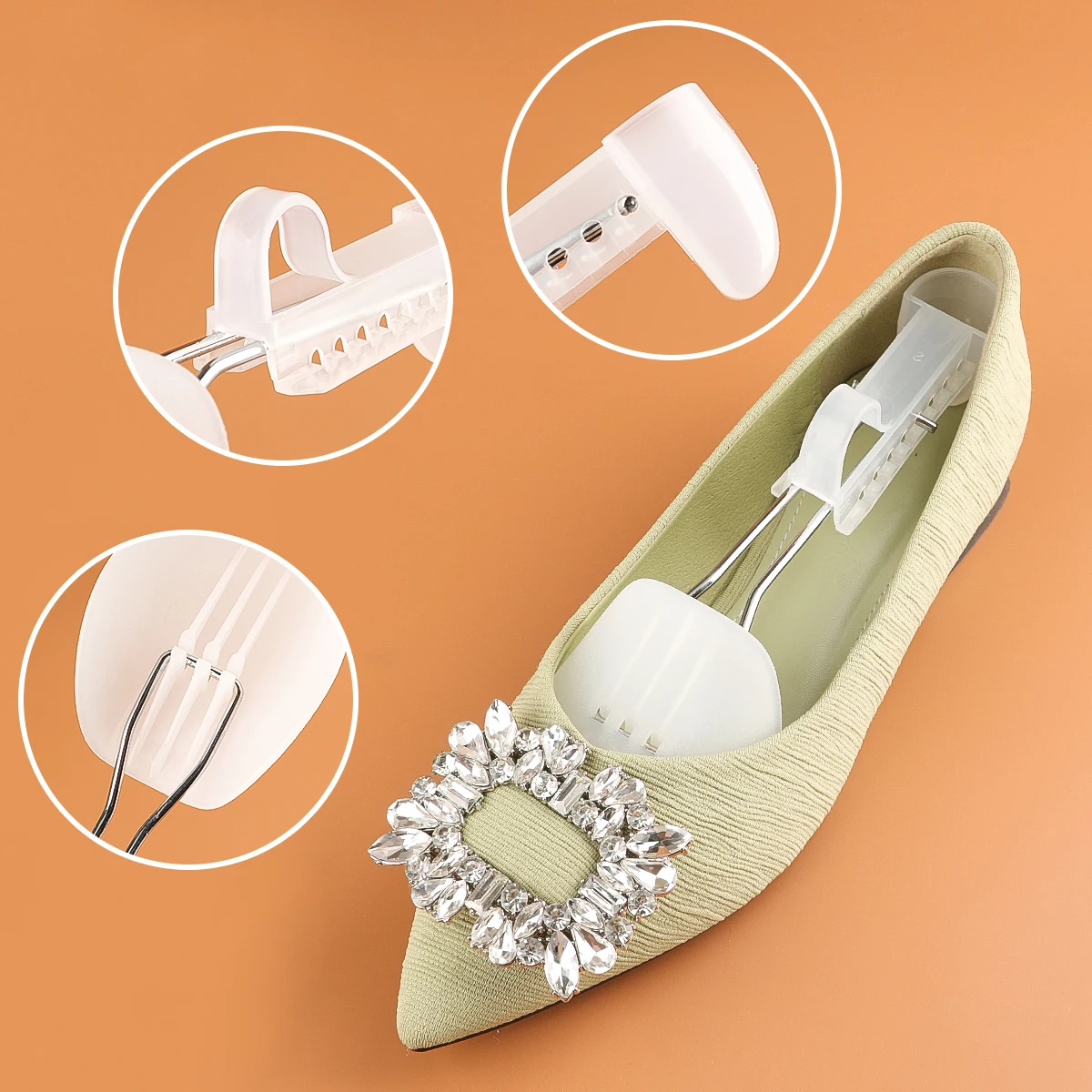 Brandneue, hochwertige Schuhspanner aus Kunststoff, 1 Paar, verstellbar, für Damen, Herren und Unisex, modisch, schwarz – Detail 4