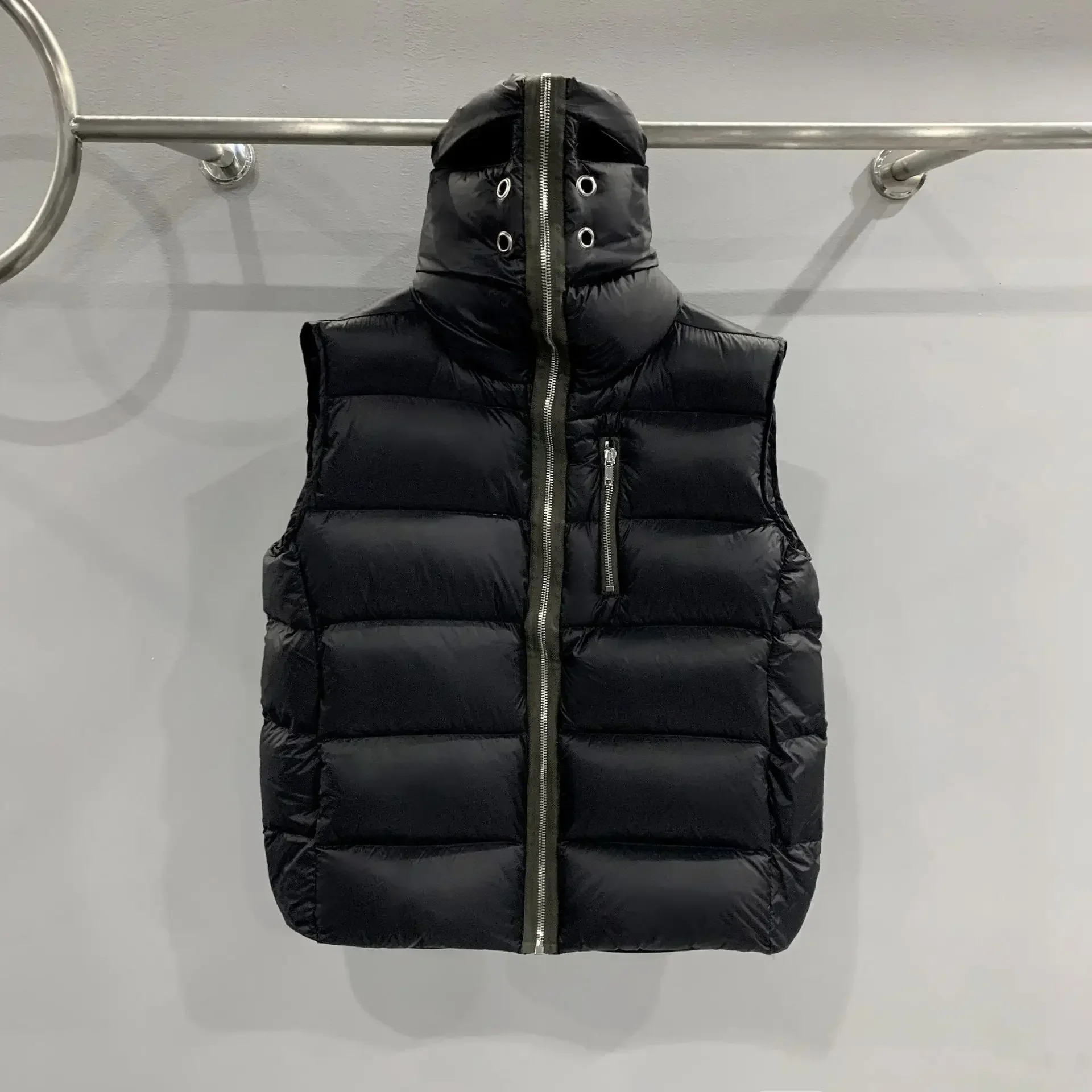 24ss Winter Rick Down Vest Streetwear 90% Goose Down Owens Down Jackets High Street Overcoat Punk Thermal Hooded RO jackets