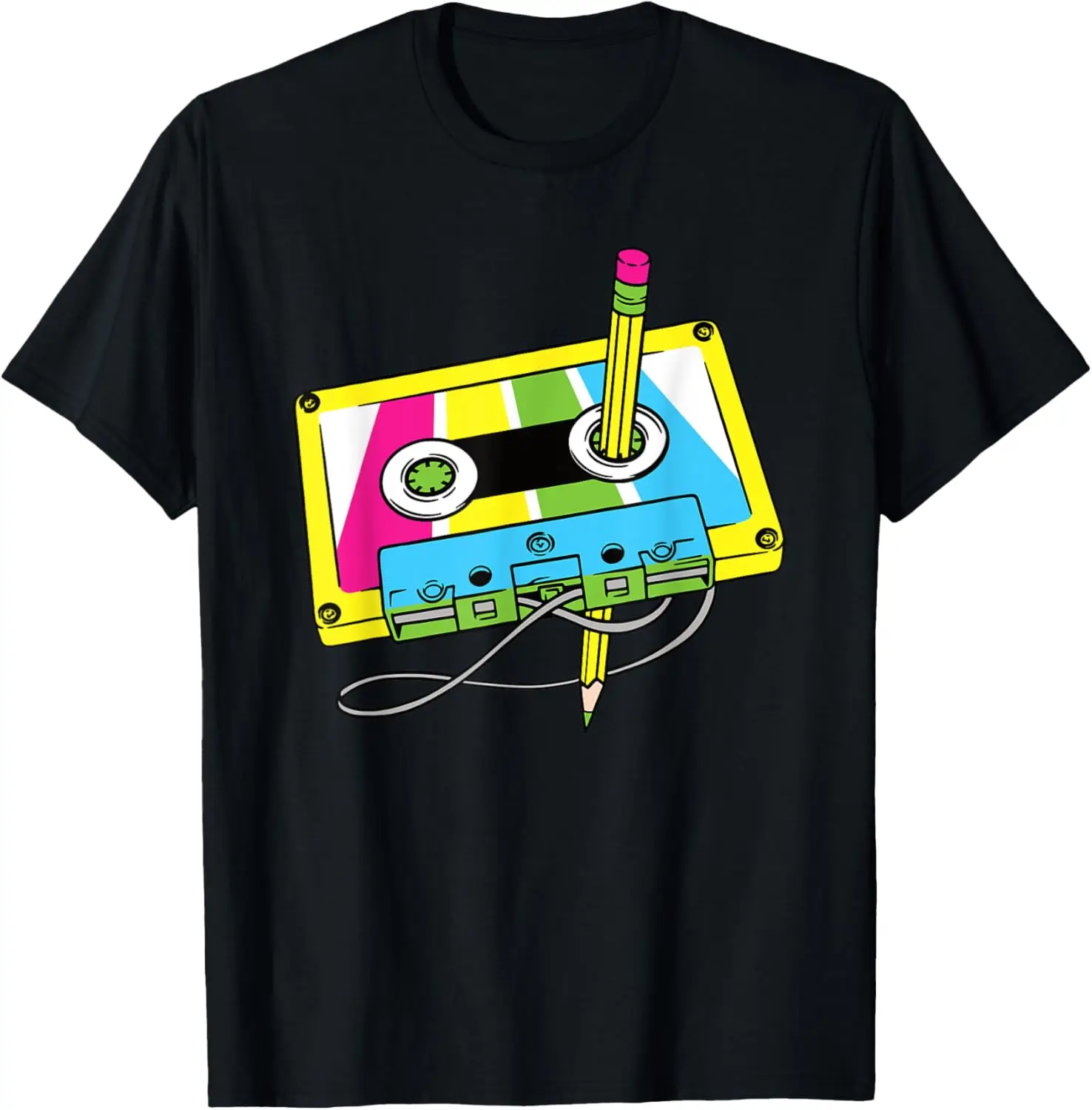 80s 90s Cassette Pencil Theme Party Outfit Men Women Kids T-Shirt