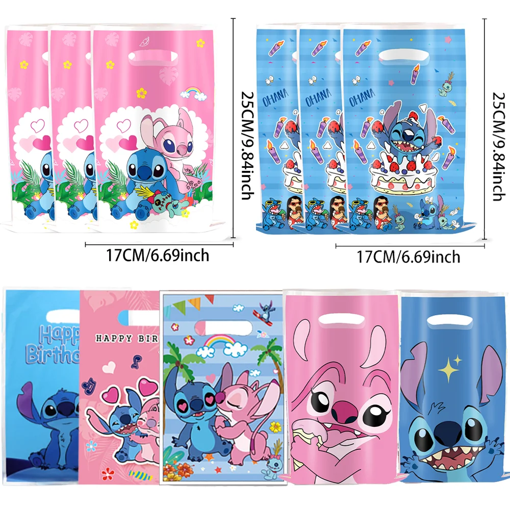 Disney Lilo & Stitch Party Candy Gift Bags Pink Blue Stitch Packing Bag Loot Bag Kids Girls Birthday Decor Supplies Baby Shower