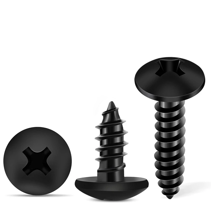 

100PCS 18-8 (A2) Stainless Steel Truss Headphillips Wood Screws,Black Coated Full Thread