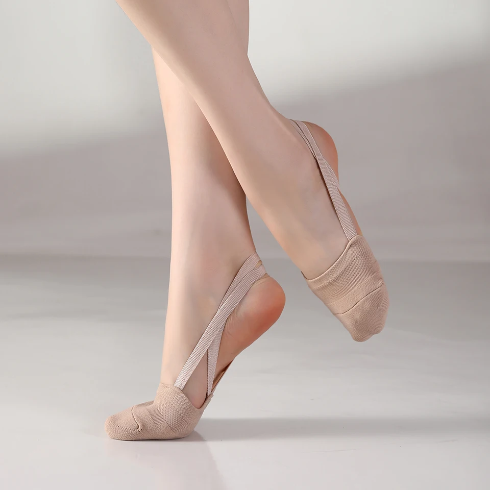Dance shoes adult soft soled exercise shoes half foot artistic grading gymnastics shoes half cut belly dance girl training shoes