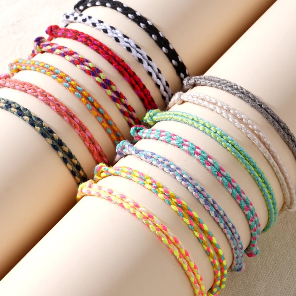 1PC Bohemian resort style cotton rope braided bracelet jewelry, handmade simple adjustable bracelet suitable for daily wear