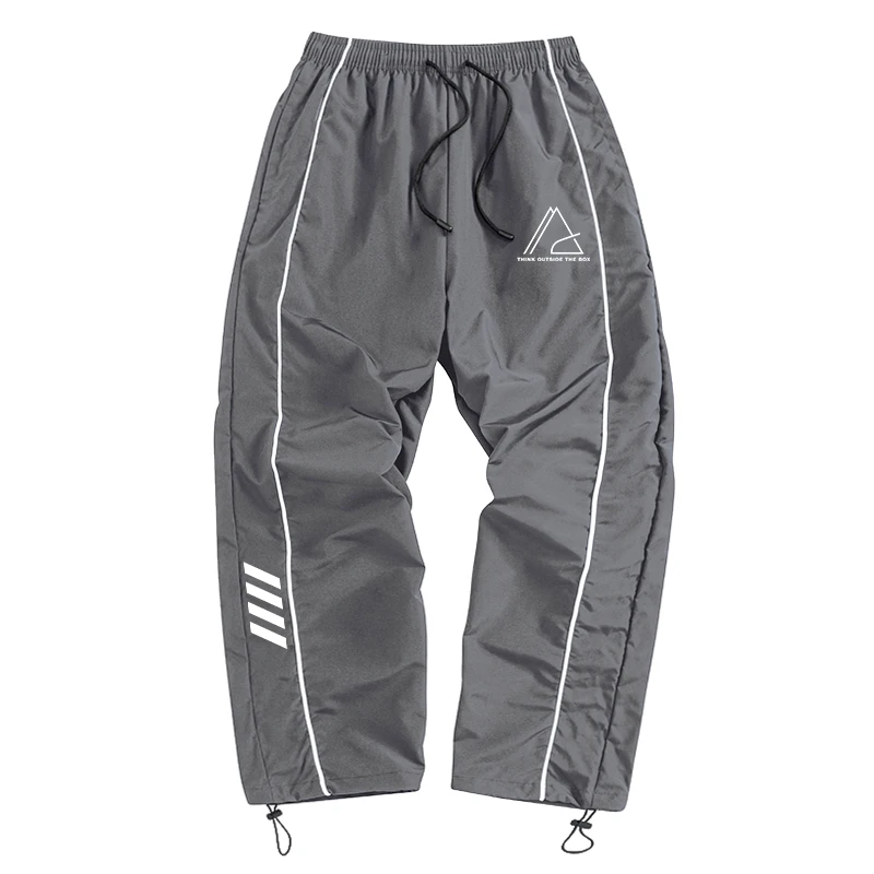 Men's Triangle Print Trendy Sporty Pants with Lines Gym Workout Running Trousers with Pockets Athletic Quick Dry Sweatpants image 3