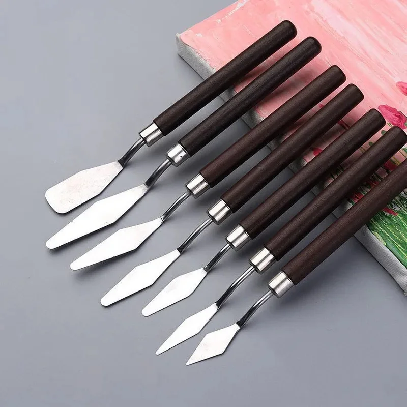 1-5Set Oil Painting Scraper Palette Knife Watercolors Fine Acrylic Gouache Paint Spatula Pick Color Mixing Tools Art Supplies