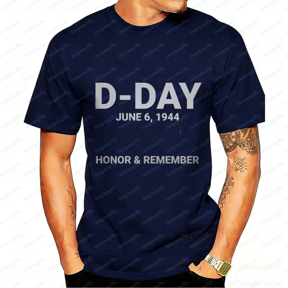 82nd Anniversary D-Day Normandy Landing 2026 T-Shirt Men's Honor & Remember June 6 1944 Military Cotton Outdoors Casual Tops