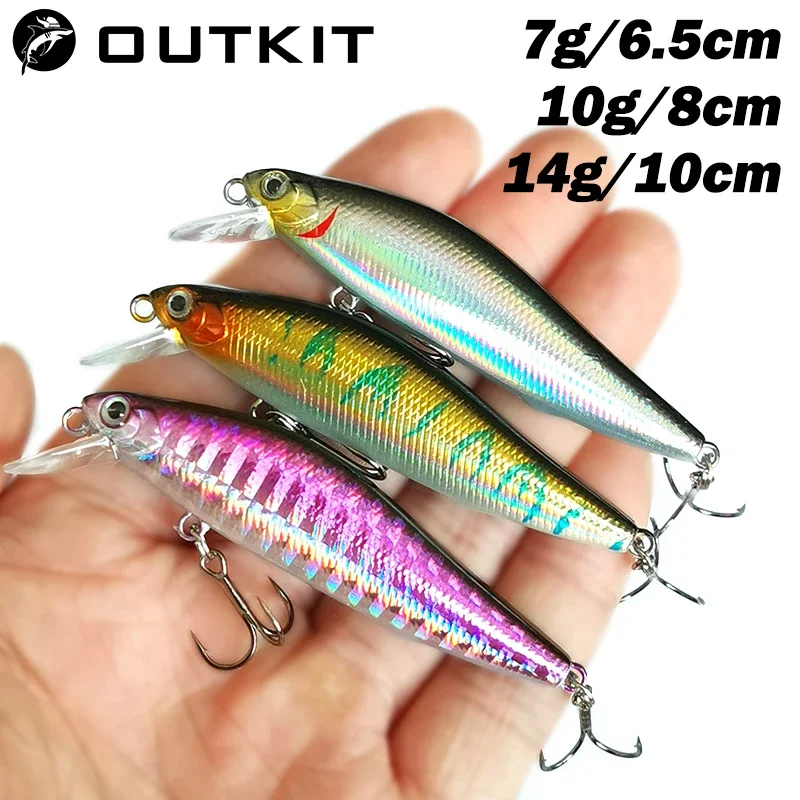 OUTKIT 1pcs Fishing Lure Minnow 7g10g Sinking Artificial Bait 3D Eyes Plastic Wobblers Tackle Pesca Far-casting Magnet System