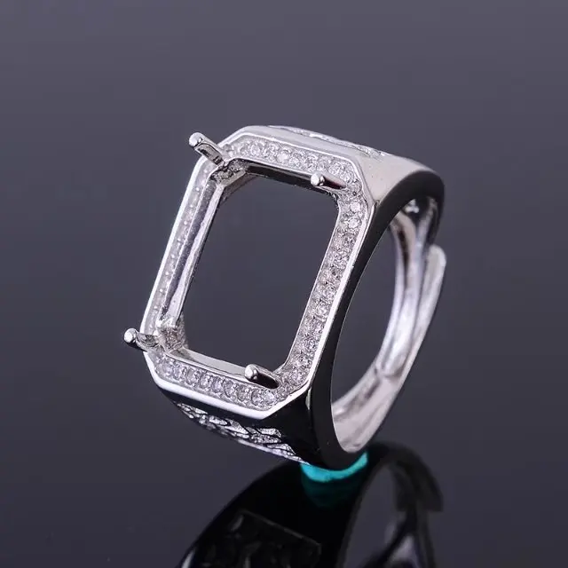 

12mm * 15mm Real 925 Silver Setting for Jewelry DIY High Quality Sterling Silver Ring Base for Inlay Silver Ring Making Supplier