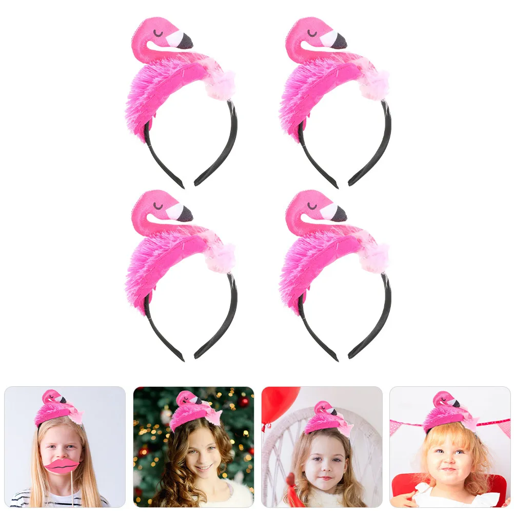 

4 шт. повязки на голову с изображением фламинго, аксессуары для волос для женщин, для гавайской вечеринки, тропический пляжный головной убор с животными, декоративные, легкие