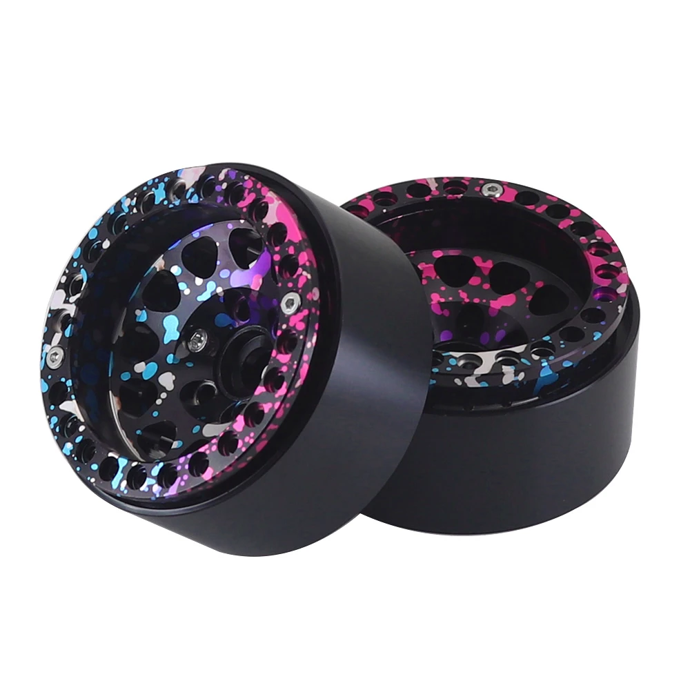 1.9 بوصة لون معدني Beadlock 12 ثقب دائري محور عجلات حافة ل 1/10 Rc الزاحف محوري Scx10 Traxxas Yikong Trx4 Rgt Redcat D90