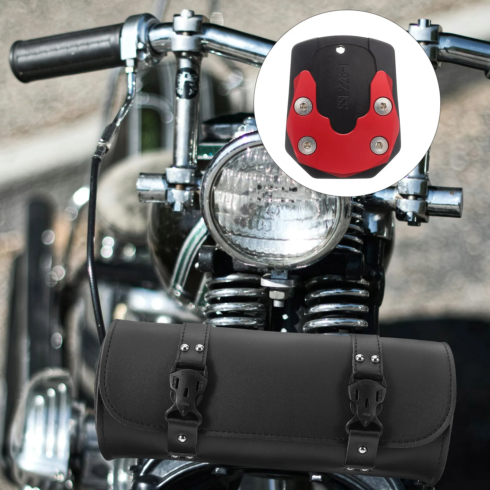 

1pc Motorcycle Kickstand Extension Plate Metal Side Stand Enlarged Base For Motorbike Stability Anti Slip Foot Support Plate