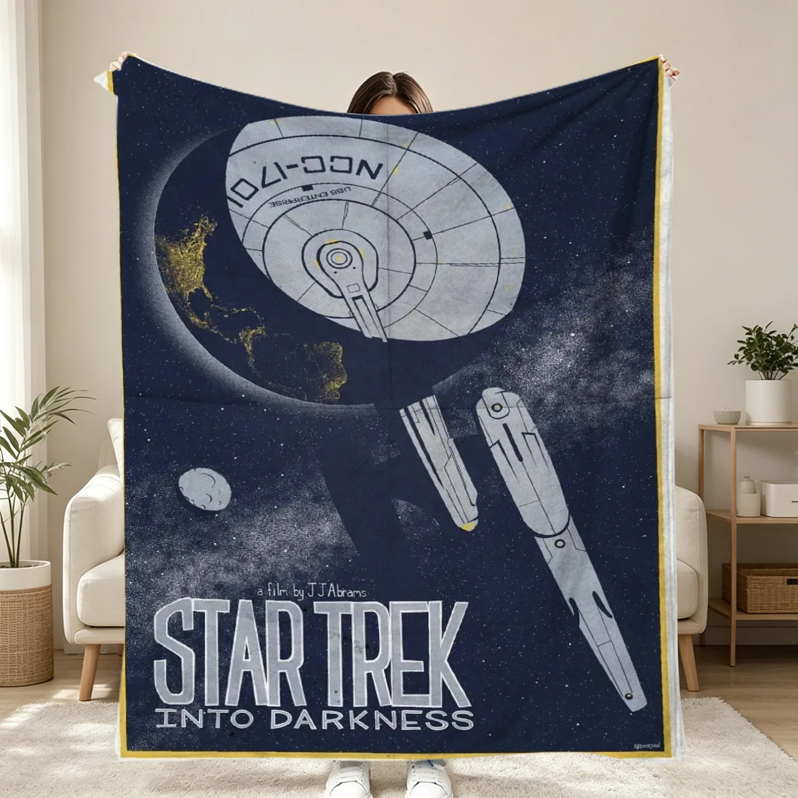 Flannel Fleece Blanket 1Pcs S‑Star T‑Trek  Printed , Soft Washable Throw Blanket for Home Living Room Bedroom OfficeTravel use