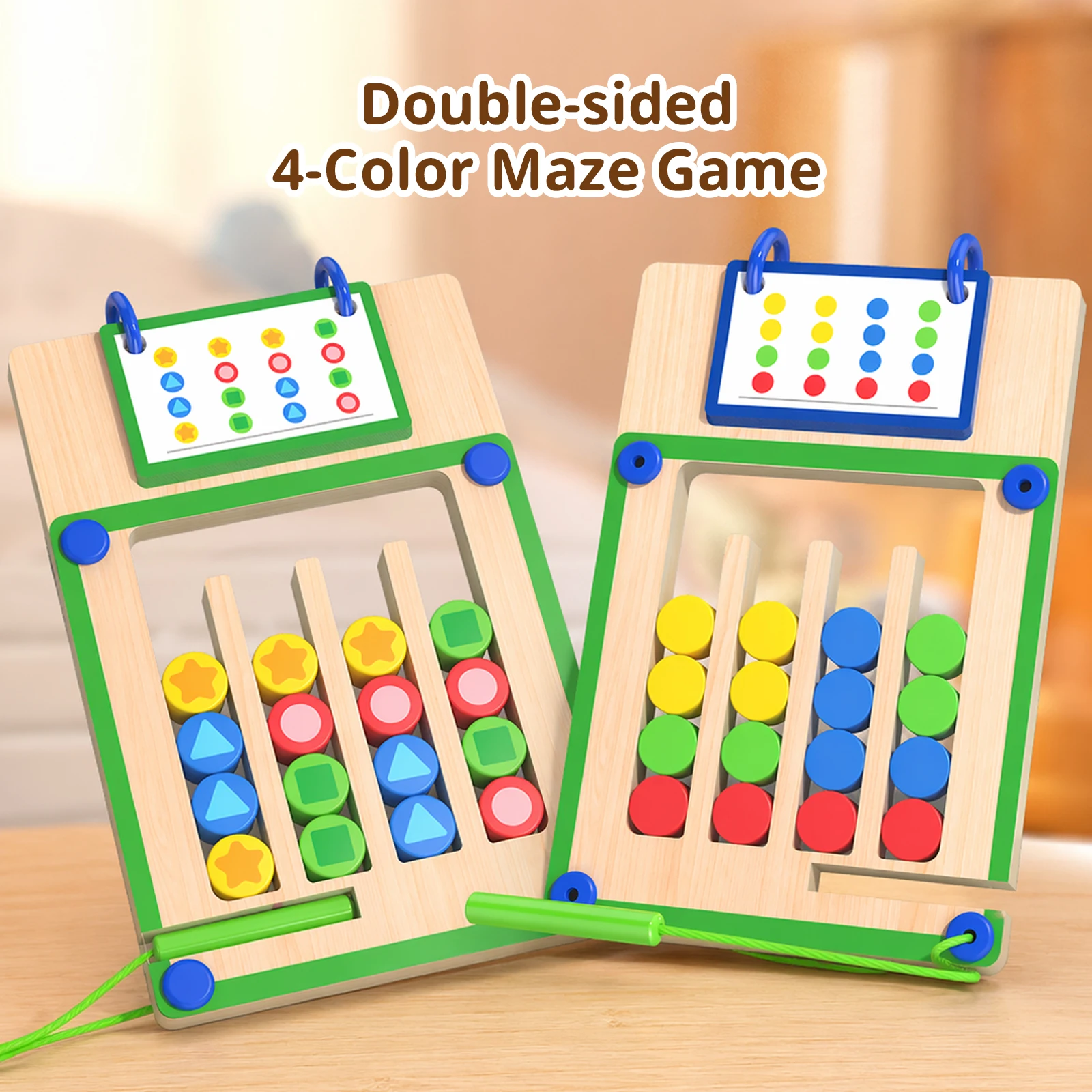 Montessori Magnetic Double-Sided 4-Color Matching Puzzles Logic Game Thinking Training Enlightenment Hand-eye Coordination Gifts