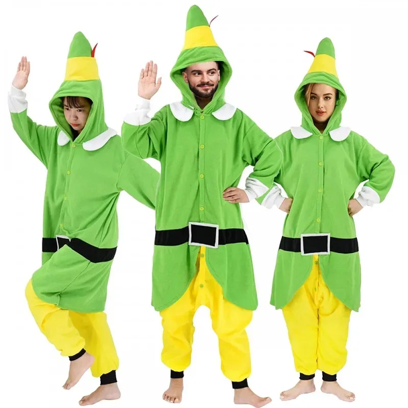 

ELEIMOS Рождественский комбинезон с изображением эльфа для женщин и мужчин, пижамы кигурумис для взрослых, пижама с героями мультфильмов, домашняя одежда на Хэллоуин, карнавальный костюм