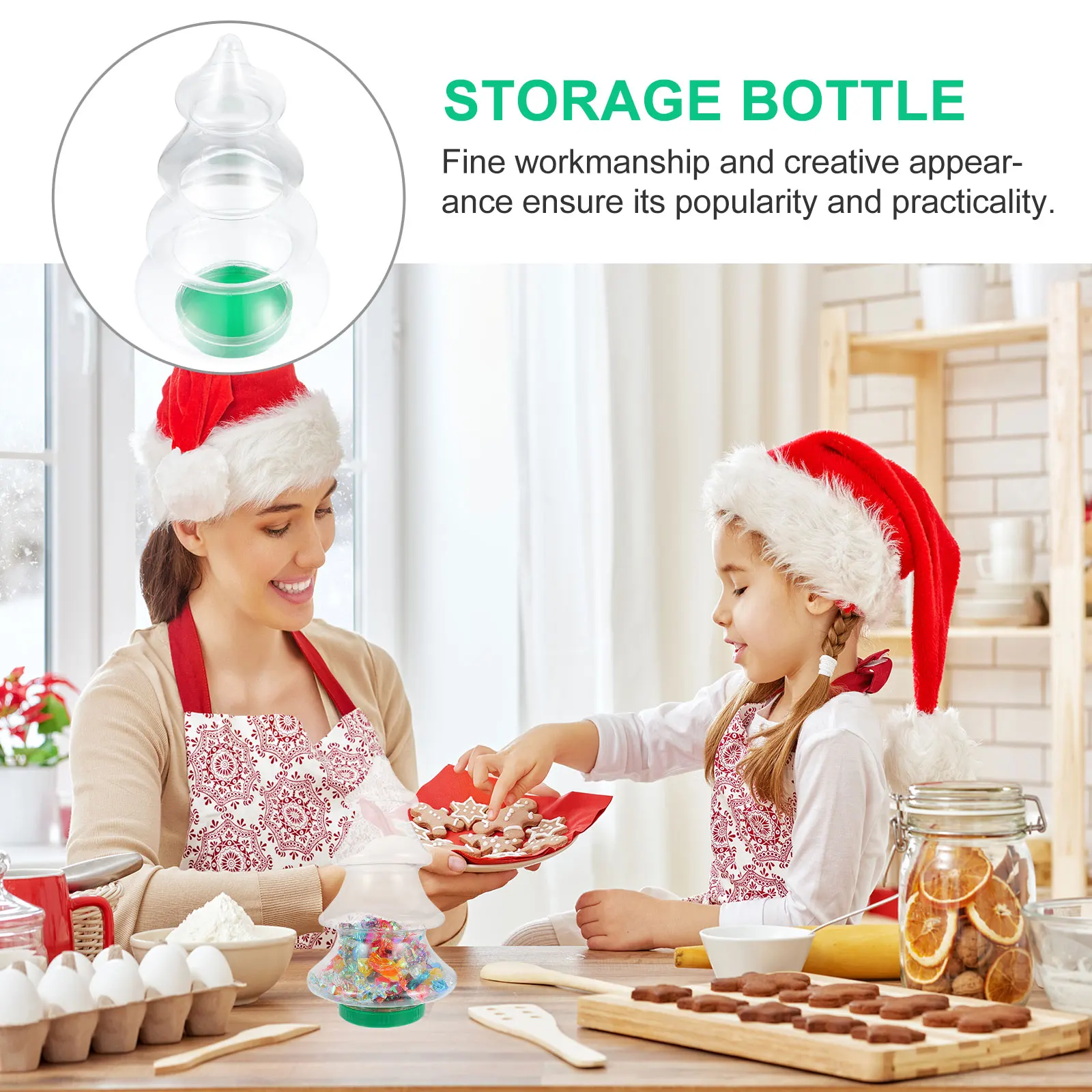 

2Pcs Christmas Tree Shaped Candy Jars for Festive Gift Wrapping Storage Candy Bottle Storage Bottle Biscuits Jar