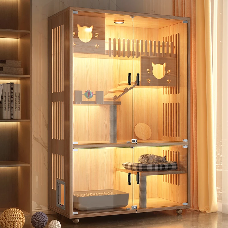 

Cat cage household solid wood cat villa oversized free space house luxury house multi-layer cabinet nest