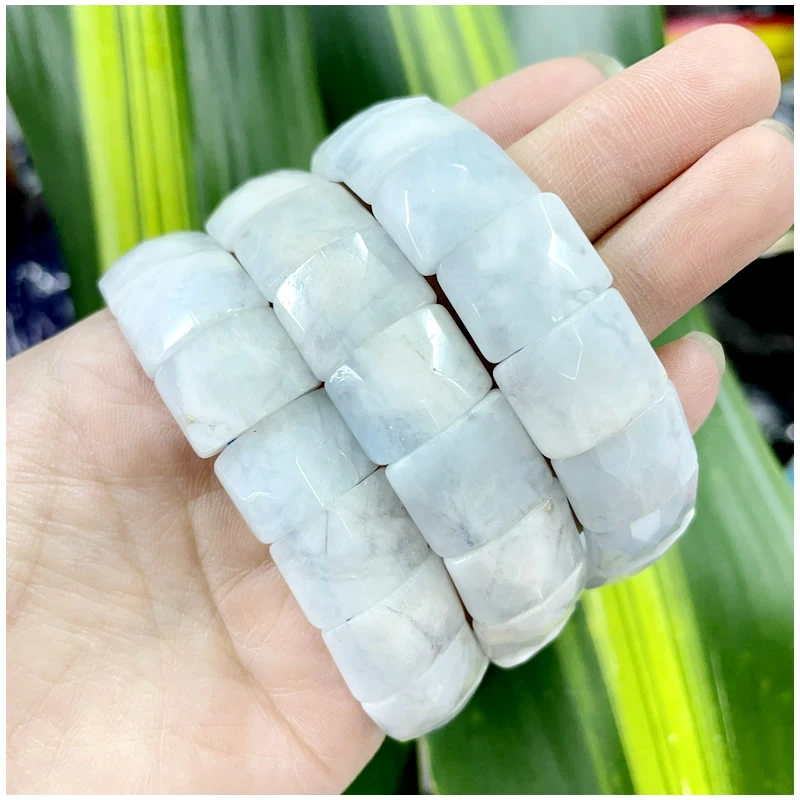 Großhandel Neues 12X15MM Facettiertes Quadratisches Armband Natürlicher Lapislazuli Amazonit Kristall Elastisches Armband Herren- und Damen-Charm-Schmuck – Detail 1