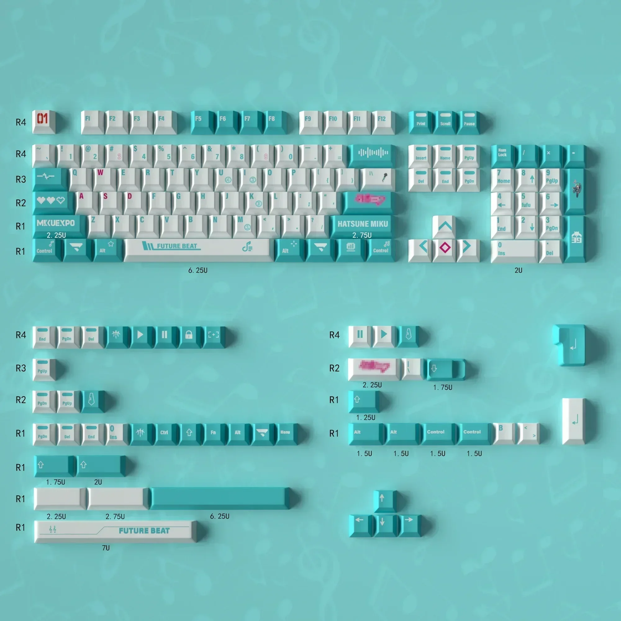 Keycap PBT sublimation blue factory height large full set of mechanical keyboard 64/68/87