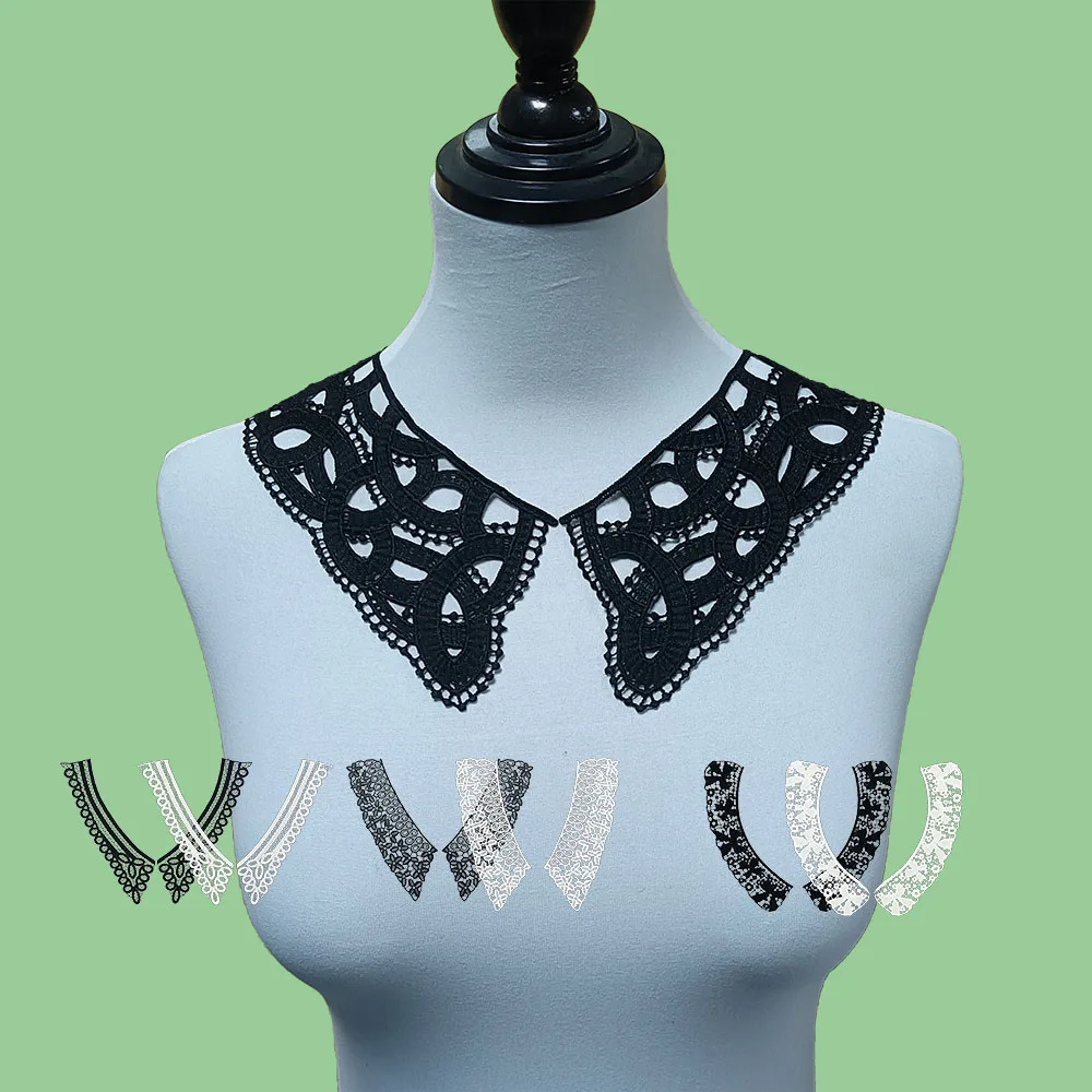 Black and white milk silk embroidery on the collar DIY wholesale sales 1-10 sewing decorations paired with clothing accessories