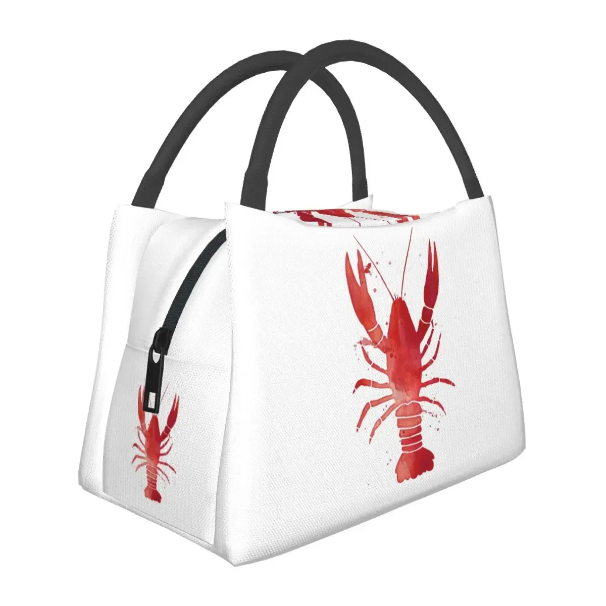 Watercolor Red Lobster Lunch Bags Insulated Bento Box Portable Lunch Tote Picnic Bags Cooler Thermal Bag for Woman Kids School