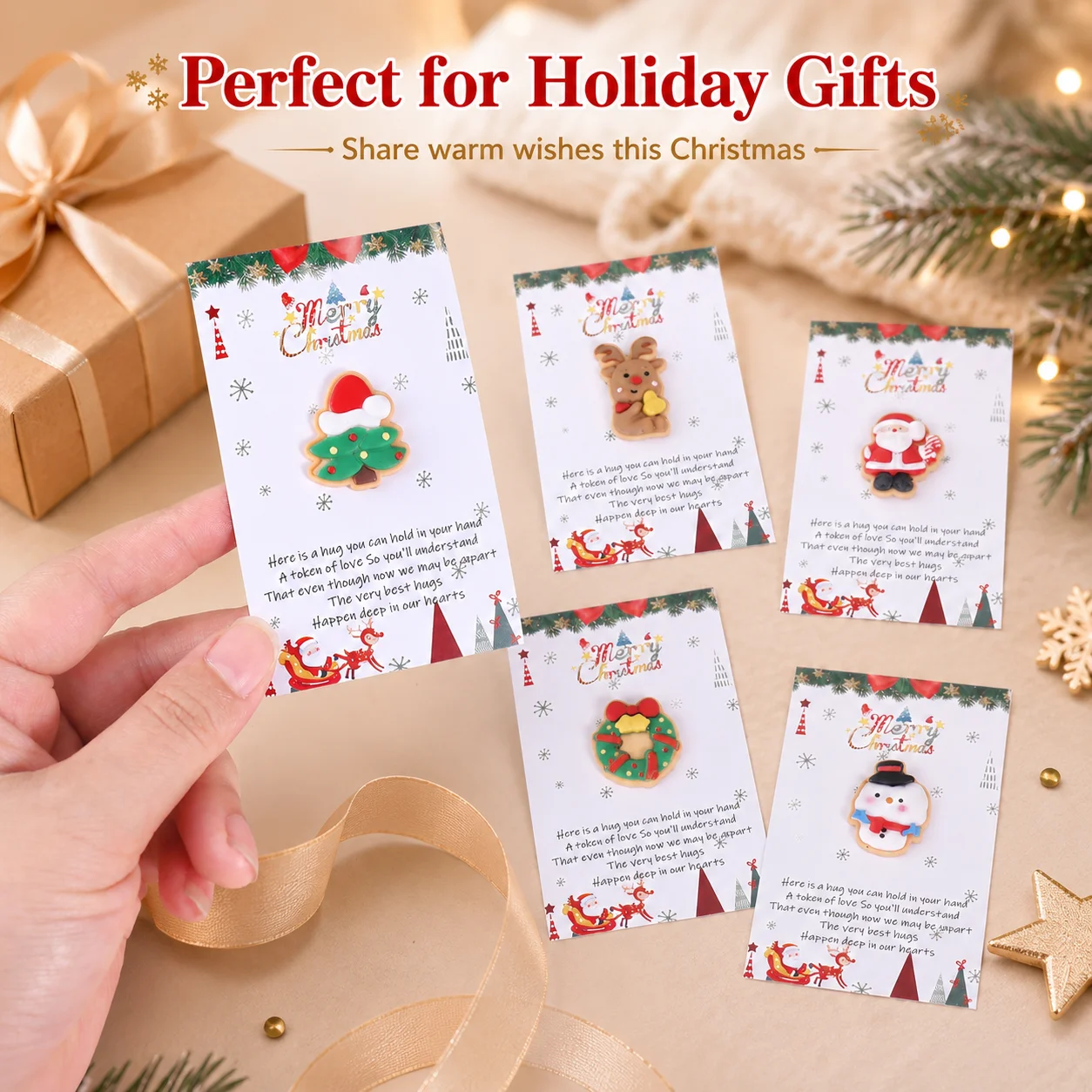 1Pc Christmas Cards Set Mini Holiday Greeting Cards 9cm Compact Size Cute Assorted Designs Xmas Gift Cards Friends Gift