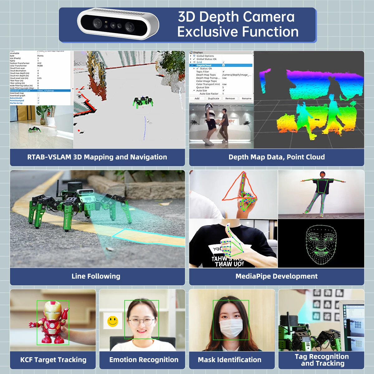 NEW JetHexa Hexapod ROS Robot with 3D Depth Camera, Lidar Support Python Programming,SLAM Mapping Navigation, 3D Vision Interact