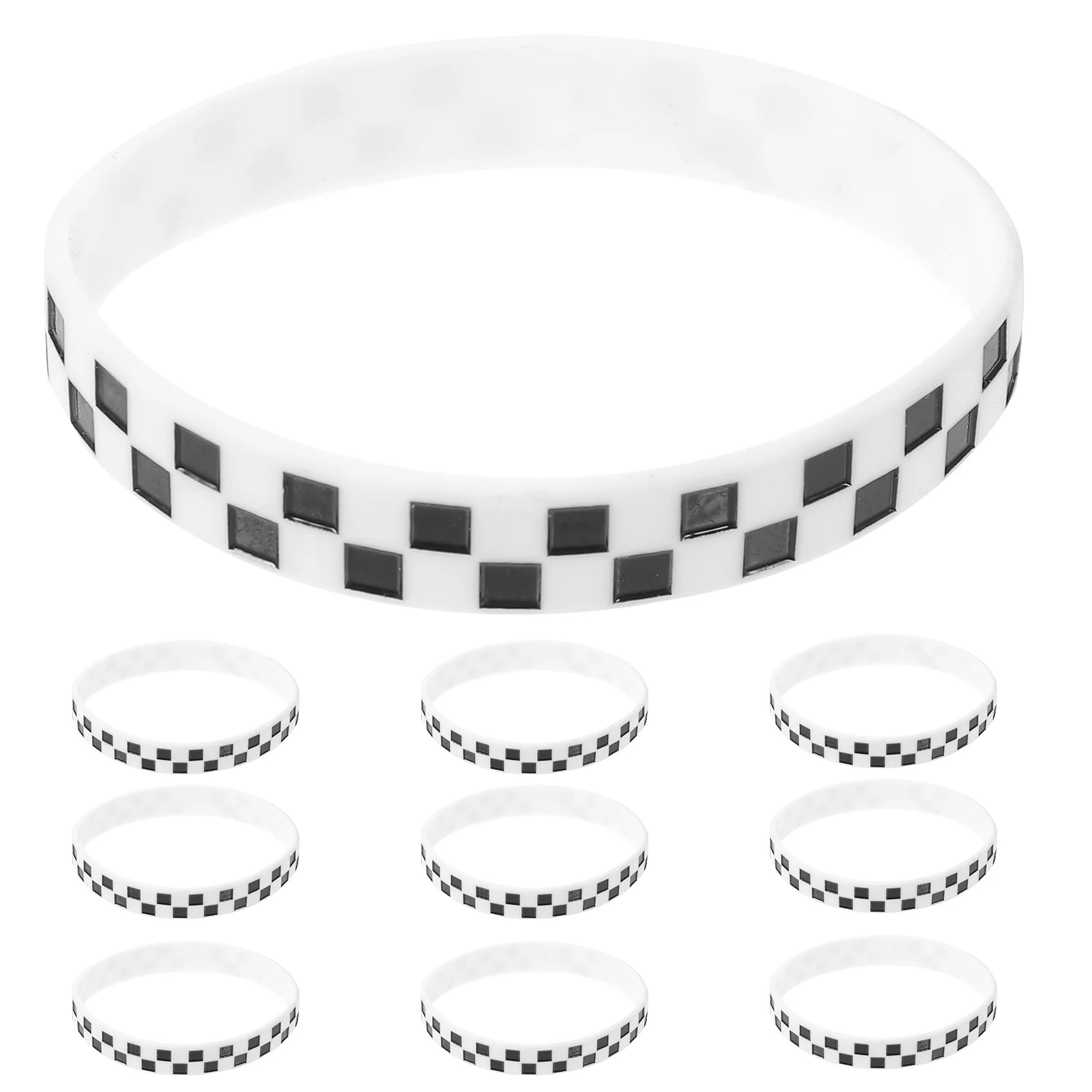 

12Pcs Racing Theme Silicone Checkered Wristbands Lightweight Soft Bracelets Sports Fans Party Gifts Racing Car Wristbands