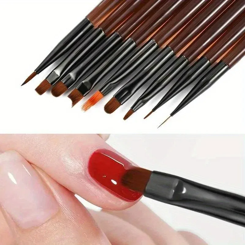 9PCS UV Gel Nail Brush Liner DIY Manicure Painting Pen Acrylic Drawing Brush for Nail Art Design Nail Extension Salon Supplies