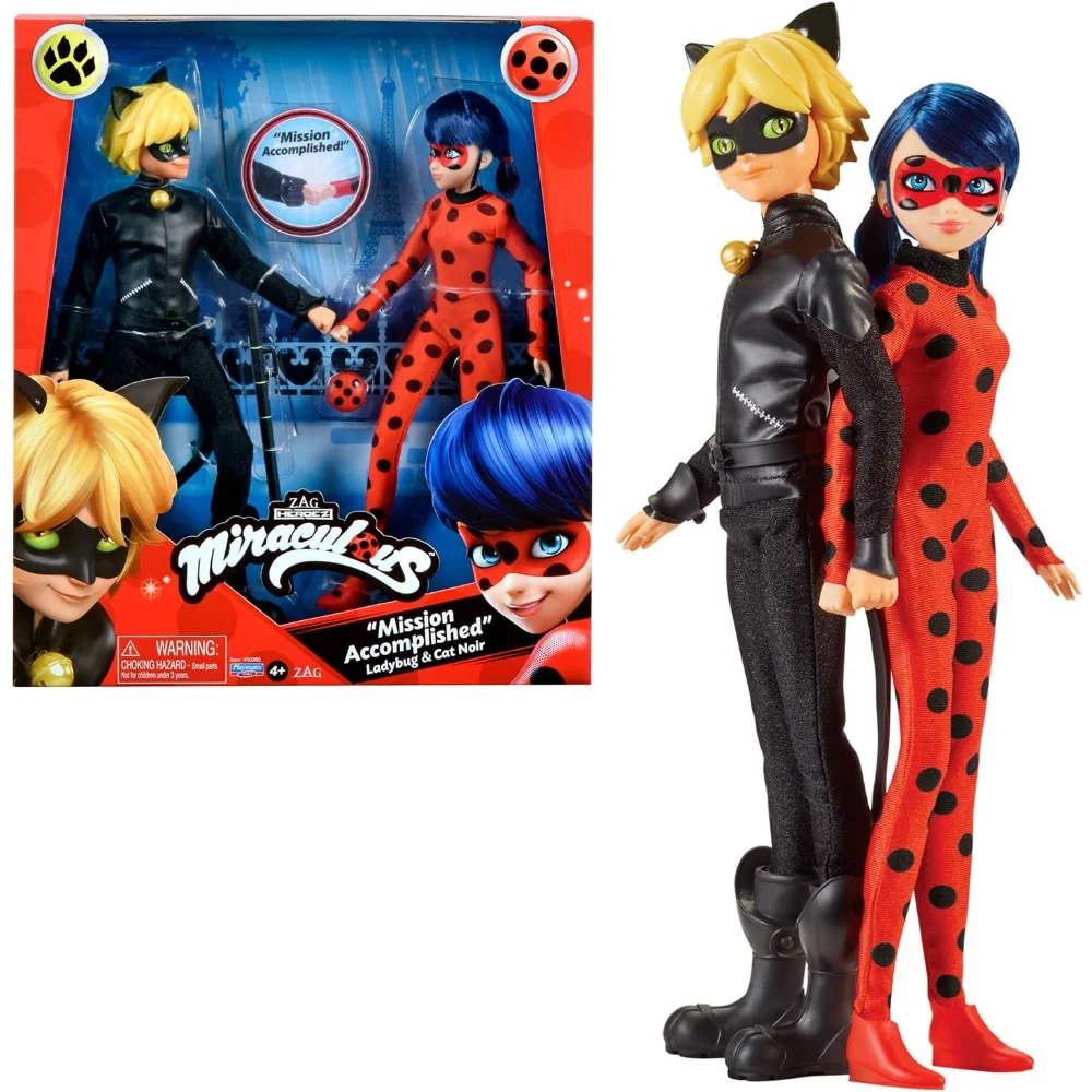 Bandai Miraculous Ladybug – Paquete de 2 Muñecas Coleccionables de 26 cm
