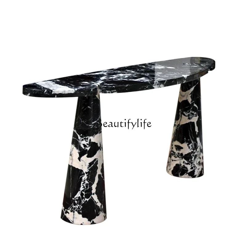 04French marble entrance table, semi-round, extremely narrow, against the wall, light luxury, high-end entrance table