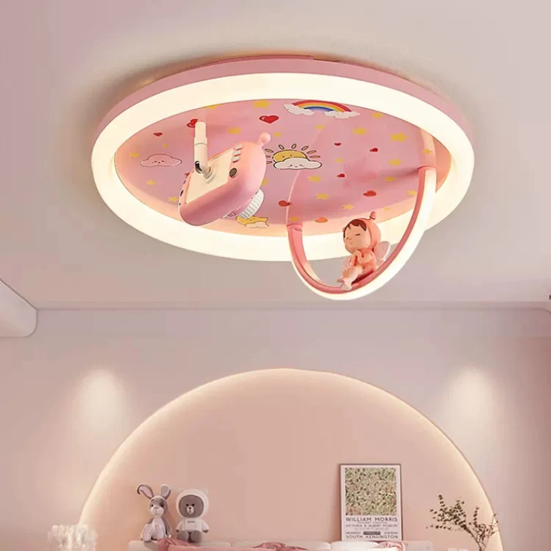 Pink Princess Room Children's Room Ceiling Lights Cute Astronaut Little Girl Lamp Simple Warm Girl Bedroom Decor Ceiling Lamps