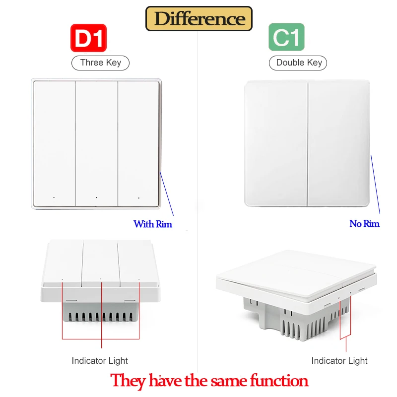 Aqara inteligentny przełącznik ścienny D1 Zigbee bezprzewodowy zdalnie sterowany klucz włącznik światła neutralny przewód przeciwpożarowy potrójny przycisk do Mijia Smart Home