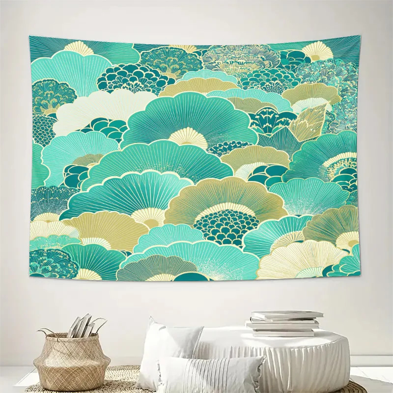 Large Jungle Leaf Floral Pattern Macrame Tapestry Wall Hanging Boho Tropical Green Room Decor Art Print Backdrop Textile Ornamen