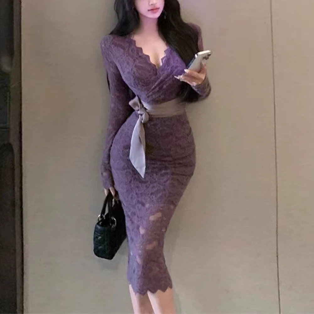 Elegantes Midikleid für Damen, Harajuku, lange Ärmel, Kleider, Indie, ästhetisches Geburtstags-Abendkleid, Herbstkleidung, figurbetontes Kleid