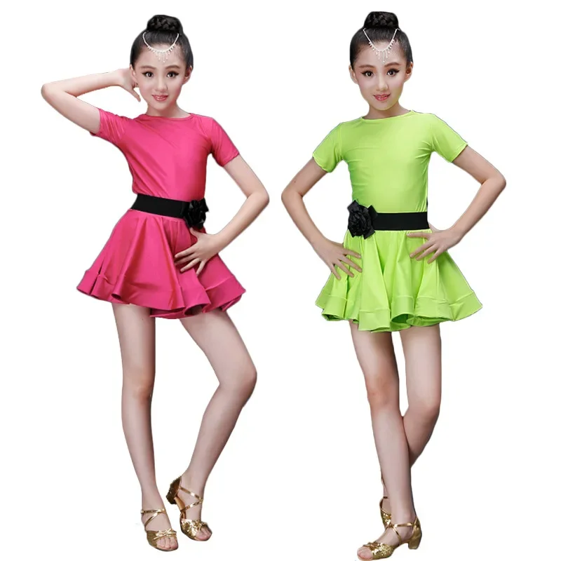 Pleated Skirt Professional Latin Dance Dress Kids Ballroom Costume Latin Dress Costume for Girls Salsa Rumba Cha Cha Tango Stage