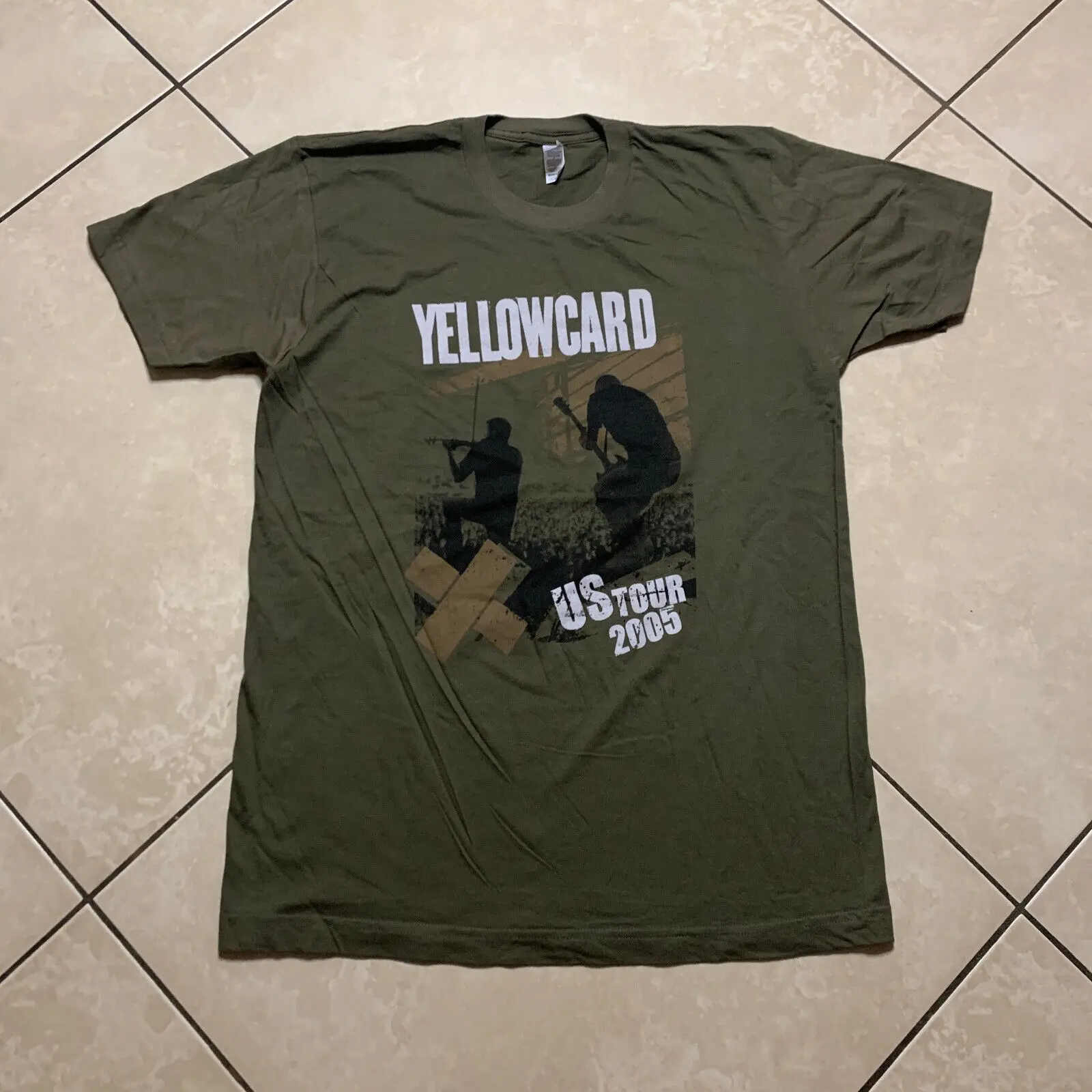 Винтажная Футболка NWOT 2005 Yellowcard US Tour, размер среднего размера, VTG, эмо, рок-группа, длинные или Короткие рукава