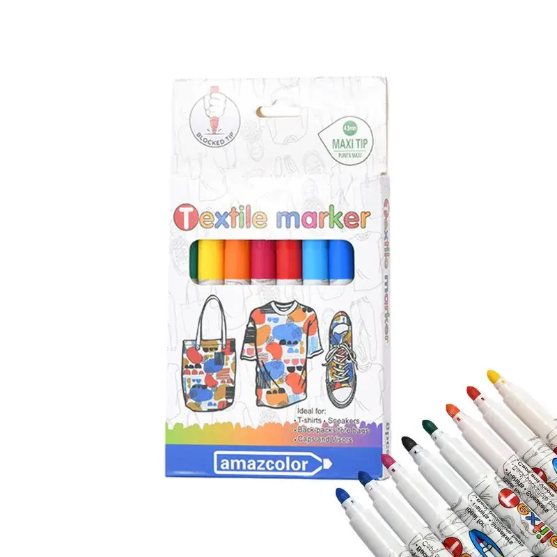 Fabric Markers For Kids Paint Pens Art Markers Set Fade-Resistant Permanent Clothing Marker Textile Fabric Painting Pen 8-color