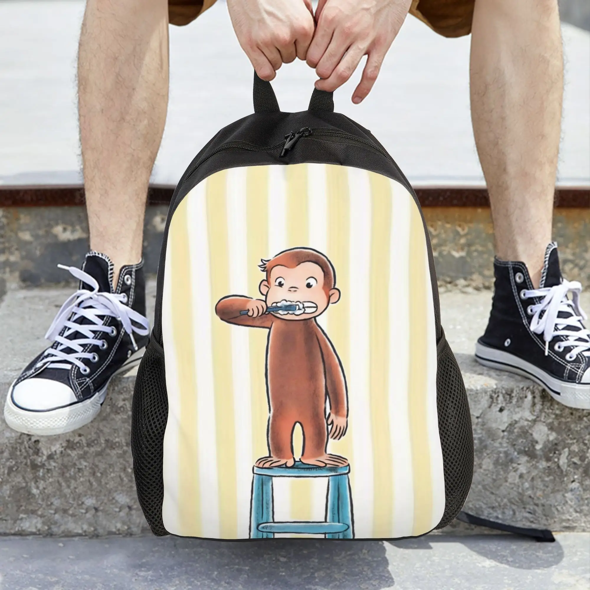 Curious Georges Monkey Cartoon Women Backpack Trend Student School Bag  Computer Backpack Boys Girls Travel Shoulder Bag