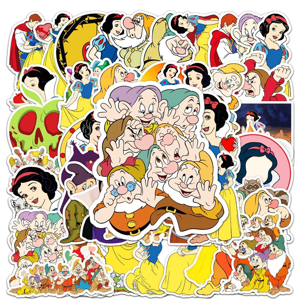 10/30/50pcs Disney Snow White and the Seven Dwarfs Stickers Cute Cartoon Anime Graffiti Sticker Decals for Phone Guitar Luggage