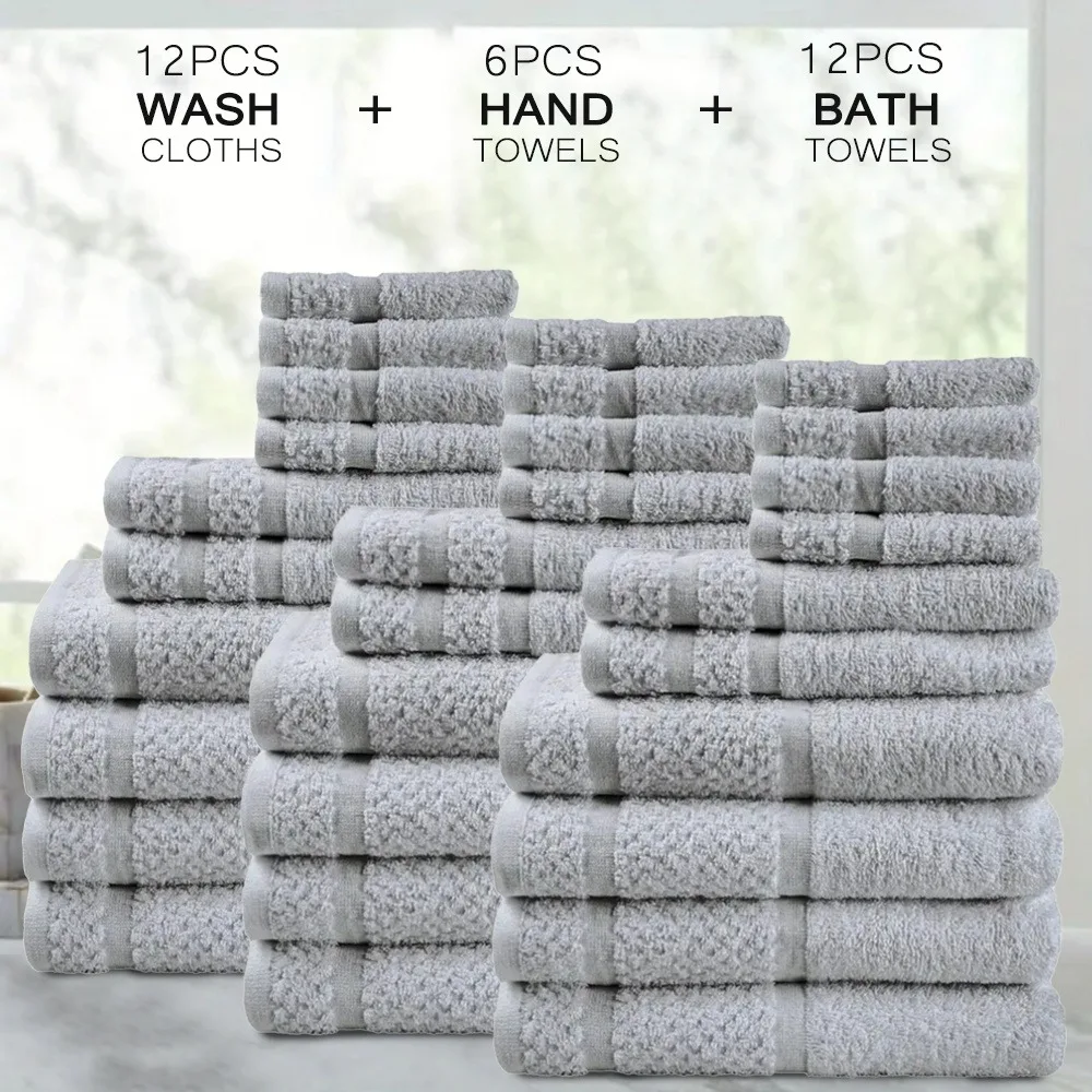 

30/20/6pcs Bath Towel Set, Cotton Towel, Gift for Family, Absorbent, Soft And Comfortable, Bathroom Supplies, Towels for Shower