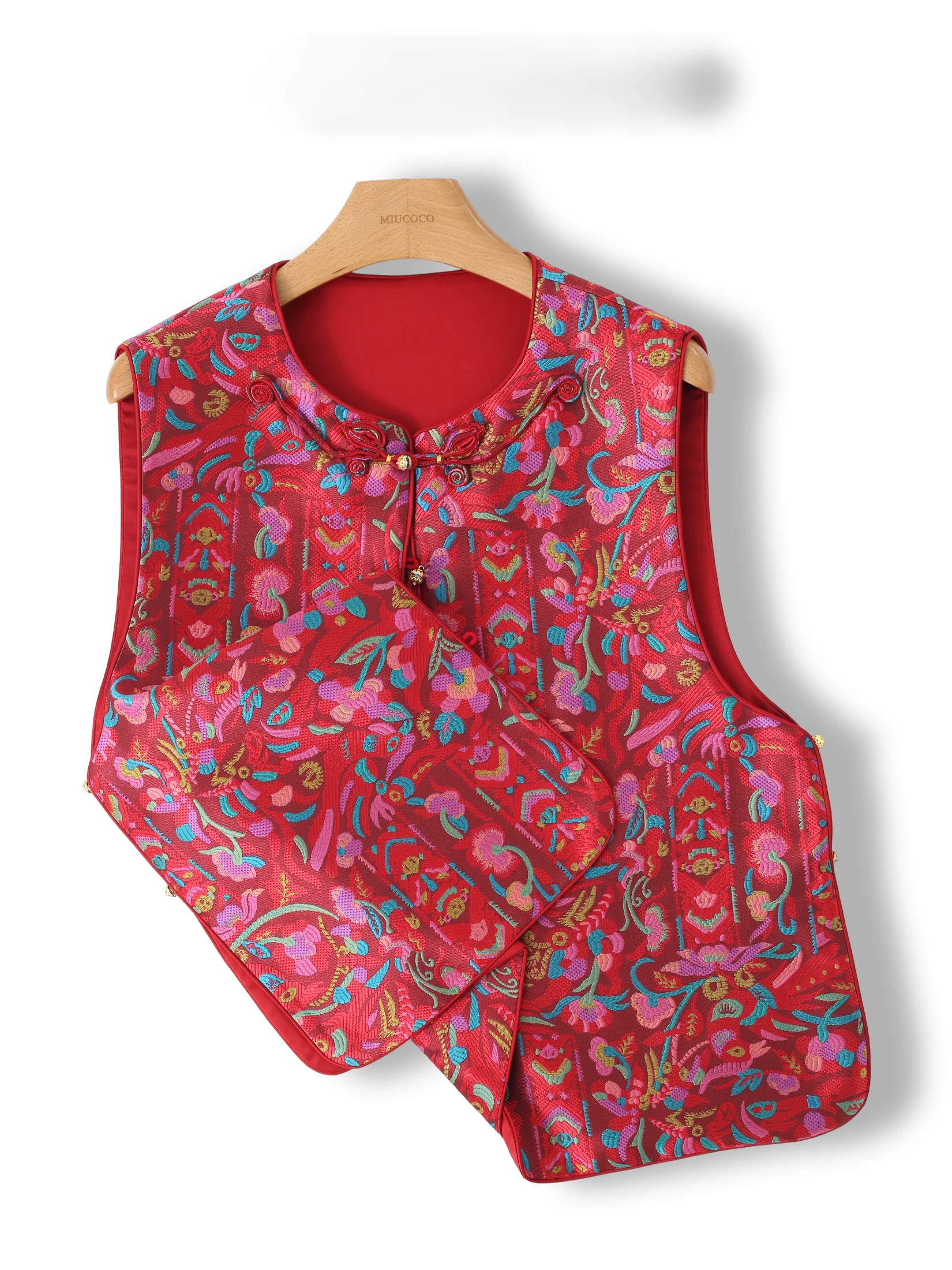 

Elegant round Neck Embroidered Vest Women's Outerwear Gaoqi New Chinese Style National Trend Jacket Floral Pattern