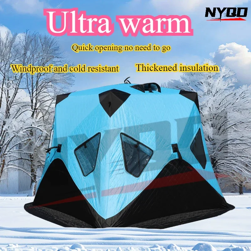 Warm Winter Ice Fishing Tents Large Spacious Triple Thick Cotton Outdoor Camping Wind Proof Waterproof Snow Proof Family Travel