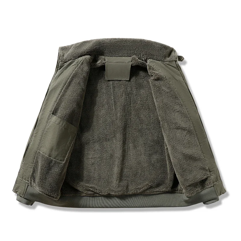 New Autumn and Winter Thicken Fleece Jackets Men Solid Color Loose Warm Jacket Male Casual Coats Man