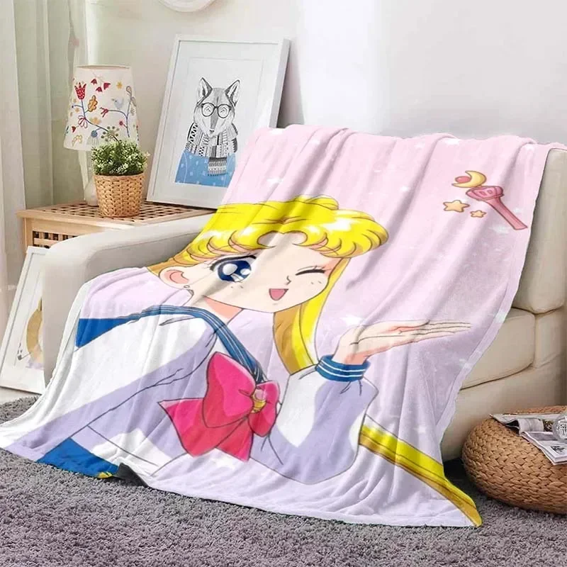 3D Printed Baby Blanket Kawaii Sailor Moon Blankets Home Picnic Sofa WarmFlannel Babes Carpet Warm Soft Lightweight Comfortable