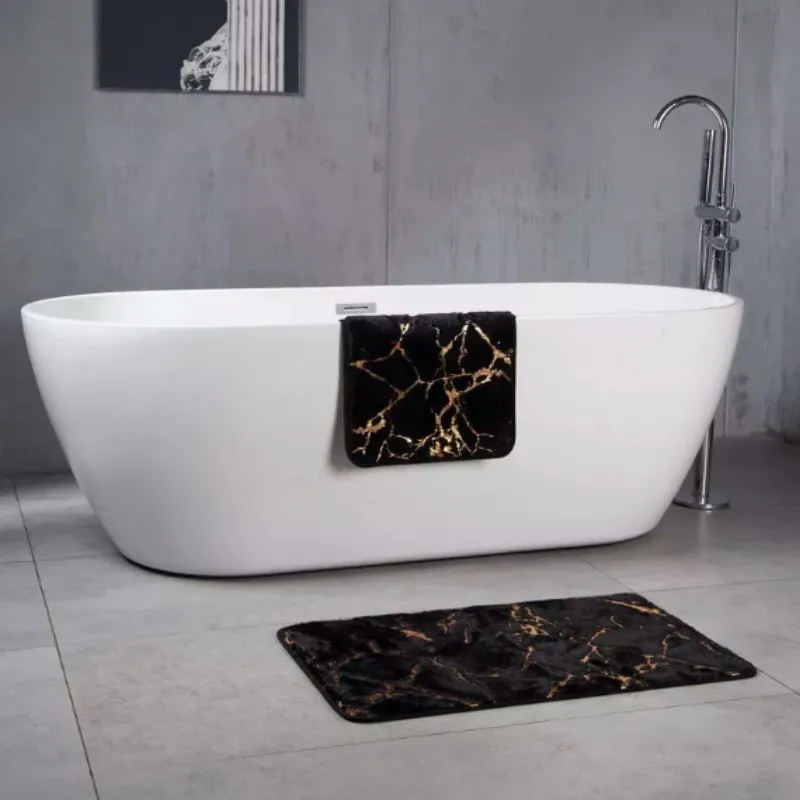 Black Bathmats Large Floor Rugs 80x120cm 60x90cm 50x80cm 40x60cm Extra Soft Rabbit Fur Bathroom Marble Bathmats Tolite Floor Rug